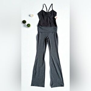 Free People One Piece Fitted Stretch Jumpsuit Workout Active Blue size M